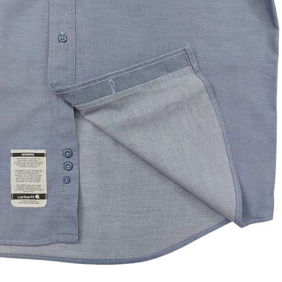 Carhartt Flame Resistant Shirt Mens 2XL Blue Button Up Long Sleeve Work Durable - Picture 3 of 11